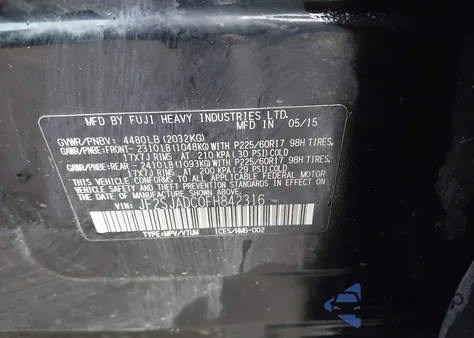 2015 Subaru Forester 2.5I Premium z USA, uszkodzony, nr VIN JF2SJADC0FH842316